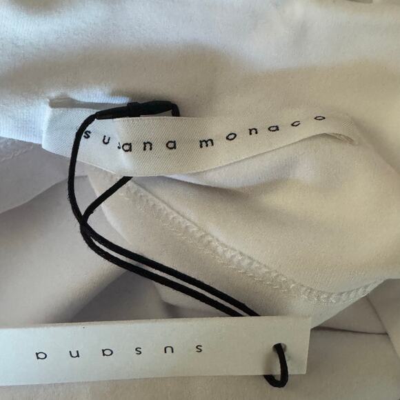 Susana Monaco Short Sleeve Open Back Crop Top in White NWT Size Large - Picture 6 of 8